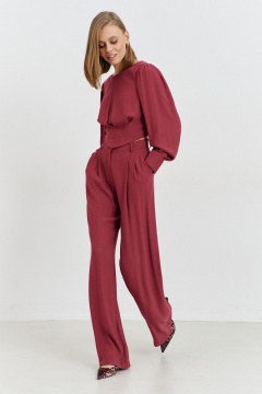 Брюки прямые на поясе с заутюженными складками AG Green G536/6 терракотовый - фото 3