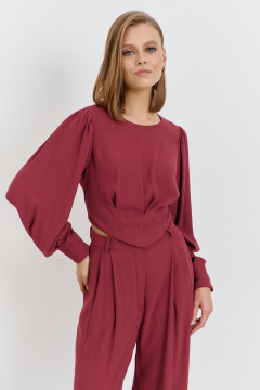 Блуза полуприлегающего силуэта с короткими рукавами и воротником AG Green G536/3 терракотовый - фото 1