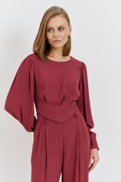 Блуза полуприлегающего силуэта с короткими рукавами и воротником AG Green G536/3 терракотовый - фото 2