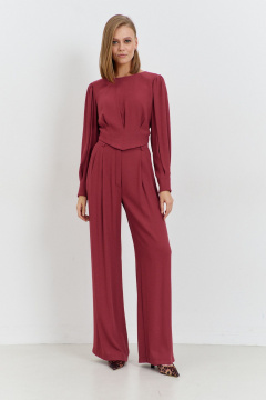 Блуза полуприлегающего силуэта с короткими рукавами и воротником AG Green G536/3 терракотовый - фото 4