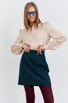 Юбка короткая на обтачке с талиевыми вытачками AG Green G532/8 зеленый - фото 1