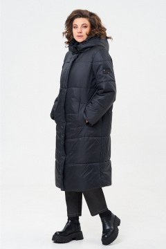 Пальто прямое с капюшоном из плащевой ткани Andina city 7013-24 черный - фото 5