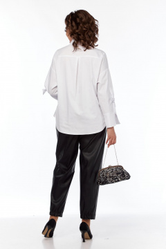 Рубашка длинная со спущенным плечом из хлопка и текстиля Grace for you 009 белый - фото 5