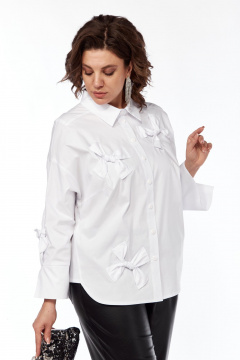 Рубашка длинная со спущенным плечом из хлопка и текстиля Grace for you 009 белый - фото 4