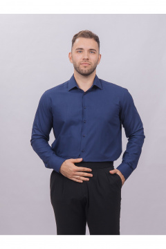 Деловая рубашка из хлопка с классическим воротником Nadex 01-088611/201-24 темно-синий_мини-оксфорд - фото 1