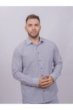 Рубашка с длинным рукавом и классическим стильным силуэтом Nadex 01-088812/501-24 бело-темно-синий - фото 3