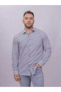 Рубашка с длинным рукавом и классическим стильным силуэтом Nadex 01-088812/501-24 бело-темно-синий - фото 1