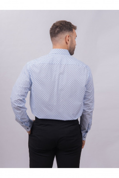 Рубашка деловая из хлопкового текстиля с классическим воротником Nadex 01-088812/501-24 голубо-темно-синий - фото 2