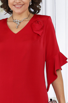Демисезонный вечерний брючный костюм с туникой из сатина Ninele 6010 алый - фото 3