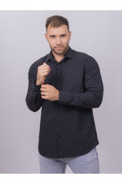 Белая, синяя и фиолетовая рубашка из хлопка Nadex 01-094811/501-24 темно-синий-белый - фото 1