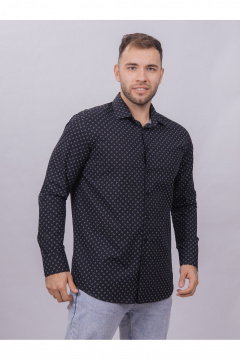 Белая, синяя и фиолетовая рубашка из хлопка Nadex 01-094811/501-24 темно-синий-белый - фото 2