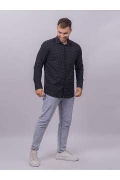 Белая, синяя и фиолетовая рубашка из хлопка Nadex 01-094811/501-24 темно-синий-белый - фото 3