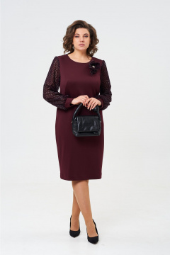 Платье из трикотажа полуприлегающего силуэта с разрезом Vilena 1022 винный - фото 1