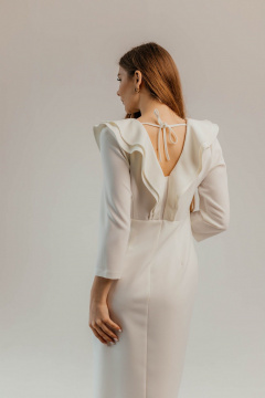 Нарядное платье из текстиля для торжественных мероприятий Стильная леди М-1113 молочный - фото 5