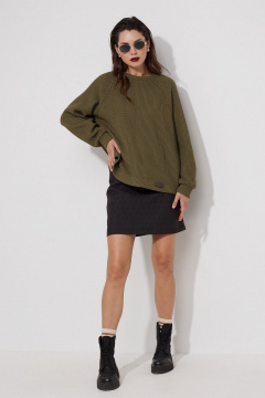 Джемпер свободного кроя с регланом из вязаного трикотажа MG Wear 2192 хаки - фото 3