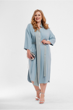 Голубое платье с атласным воротником и разрезами Deesses 1069.9 - фото 3