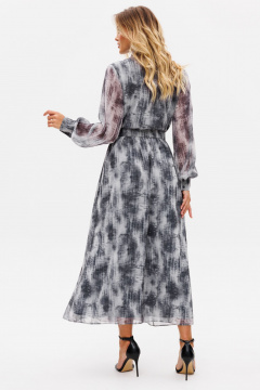 Платье из шифона с съемным ремнем на каждый день демисезон EOLA 2686.1 серый_разводы - фото 2