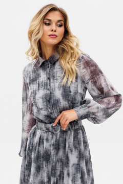 Платье из шифона с съемным ремнем на каждый день демисезон EOLA 2686.1 серый_разводы - фото 5