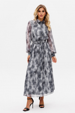 Платье из шифона с съемным ремнем на каждый день демисезон EOLA 2686.1 серый_разводы - фото 1