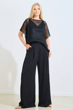 Демисезонные черные брюки из текстиля на каждый день Achosa 2443 черный - фото 2