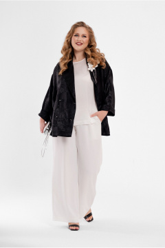 Комплект брюк, жакет и блуза нарядный из текстиля демисезон Deesses 3147 - фото 5