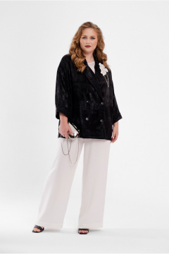 Комплект брюк, жакет и блуза нарядный из текстиля демисезон Deesses 3147 - фото 3