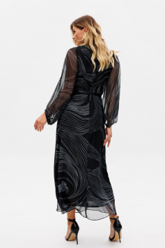 Длина миди платье из креп-шифона с принтом демисезон EOLA 2716.1 черно-белый - фото 2