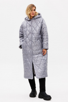 Пальто из плащёвой ткани с капюшоном демисезон классика EOLA 2769 серый - фото 5