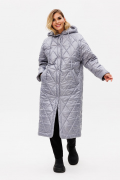 Пальто из плащёвой ткани с капюшоном демисезон классика EOLA 2769 серый - фото 3