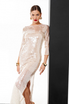 Платье ELLETTO 1049 бежевый - фото 3