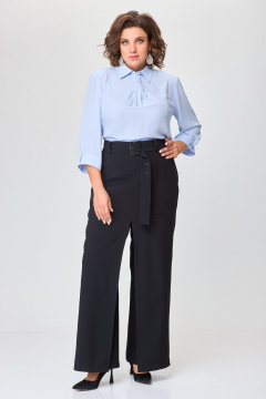 Демисезонный костюм из текстиля с юбкой-брюками БАГРЯНИЦА 3146 - фото 4