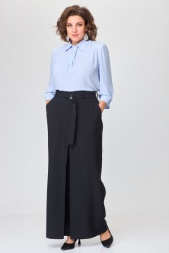 Демисезонный костюм из текстиля с юбкой-брюками БАГРЯНИЦА 3146 - фото 2