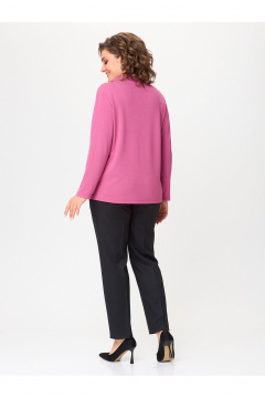 Джемпер свободного кроя из вискозы и трикотажа Zlata 4438 розовый - фото 4