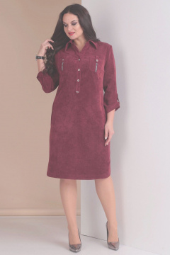 Платье в стиле сафари из вельвета с карманами и разрезами Tensi 258а пепельная_роза - фото 1