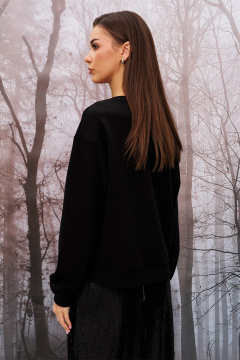 Джемпер укороченный прямого силуэта с печатью и манжетами Butеr 2950 черный-пудра - фото 3