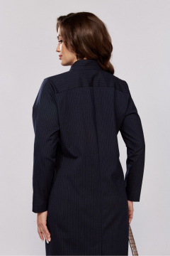 Платье с кокеткой, складками и поясом из основной ткани MALI 424-049 синяя_полоска - фото 4