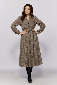 Платье из струящейся ткани с резинкой и декоративной застежкой MALI 424-050 бежевый - фото 5