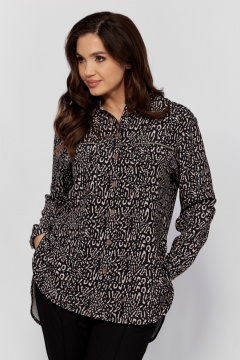 Блуза из легкой ткани с длинным рукавом и закругленным низом MALI 624-042 ирбис - фото 2