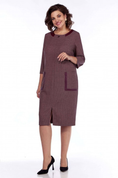 Платье с эко-кожей и накладными карманами Matini 3.1649 бордо - фото 4