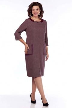 Платье с эко-кожей и накладными карманами Matini 3.1649 бордо - фото 3