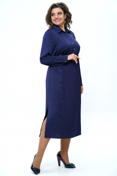 Платье с расширением к низу и поясом из текстиля Alani Collection 2236 синий - фото 4