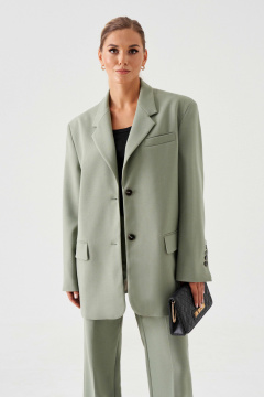 Жакет приталенный деловой из текстиля до середины бедра Панда 194330w оливковый - фото 1