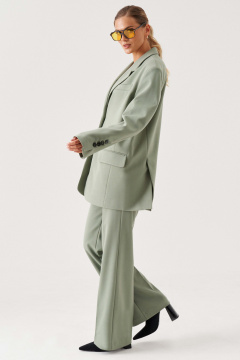 Жакет приталенный деловой из текстиля до середины бедра Панда 194330w оливковый - фото 4