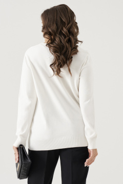 Джемпер однотонный из вискозной пряжи с резинками Панда 206240w молочный - фото 4