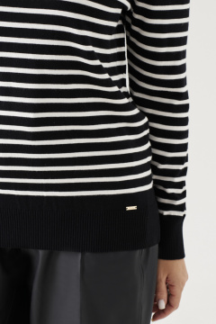 Джемпер с полосками из вискозы с резинками и круглым воротом Панда 206340w черно-белый - фото 3