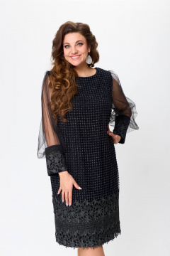 Платье из сетки с кружевными рукавами и вытачками Solomeya Lux 953А - фото 1