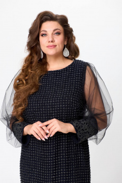 Платье из сетки с кружевными рукавами и вытачками Solomeya Lux 953А - фото 3