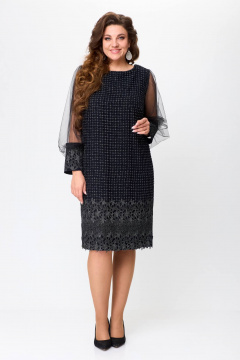 Платье из сетки с кружевными рукавами и вытачками Solomeya Lux 953А - фото 2