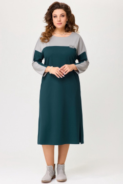 Трикотажное платье с съемным поясом и разрезами Fita 1742 изумрудно-серый - фото 2