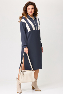 Трикотажное платье с вытачками и декоративной вставкой Fita 5011 серый - фото 5